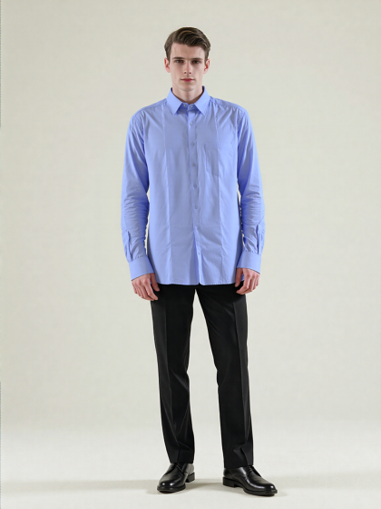 Terry Cotton Full Sleeves Shirt Sky Blue M 