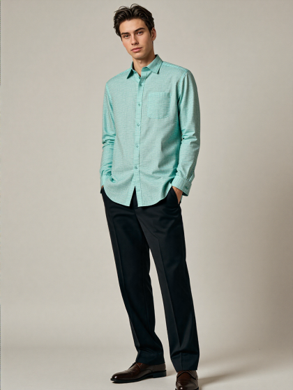 Pure Cotton Full Sleeves Shirt Light Green